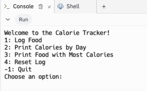 Calorie Log Program